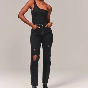 Abercrombie & Fitch Curve Love Women's The Dad High Rise Jeans (Black) (28/6R)